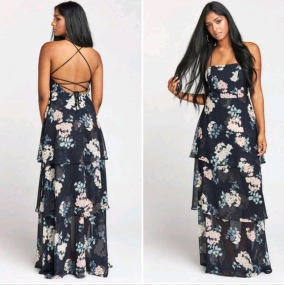 Show Me Your MuMu Dresses & Skirts - Show Me Your Mumu Calypso‎ Ruffle Dress Size Large Black Floral Tiered
